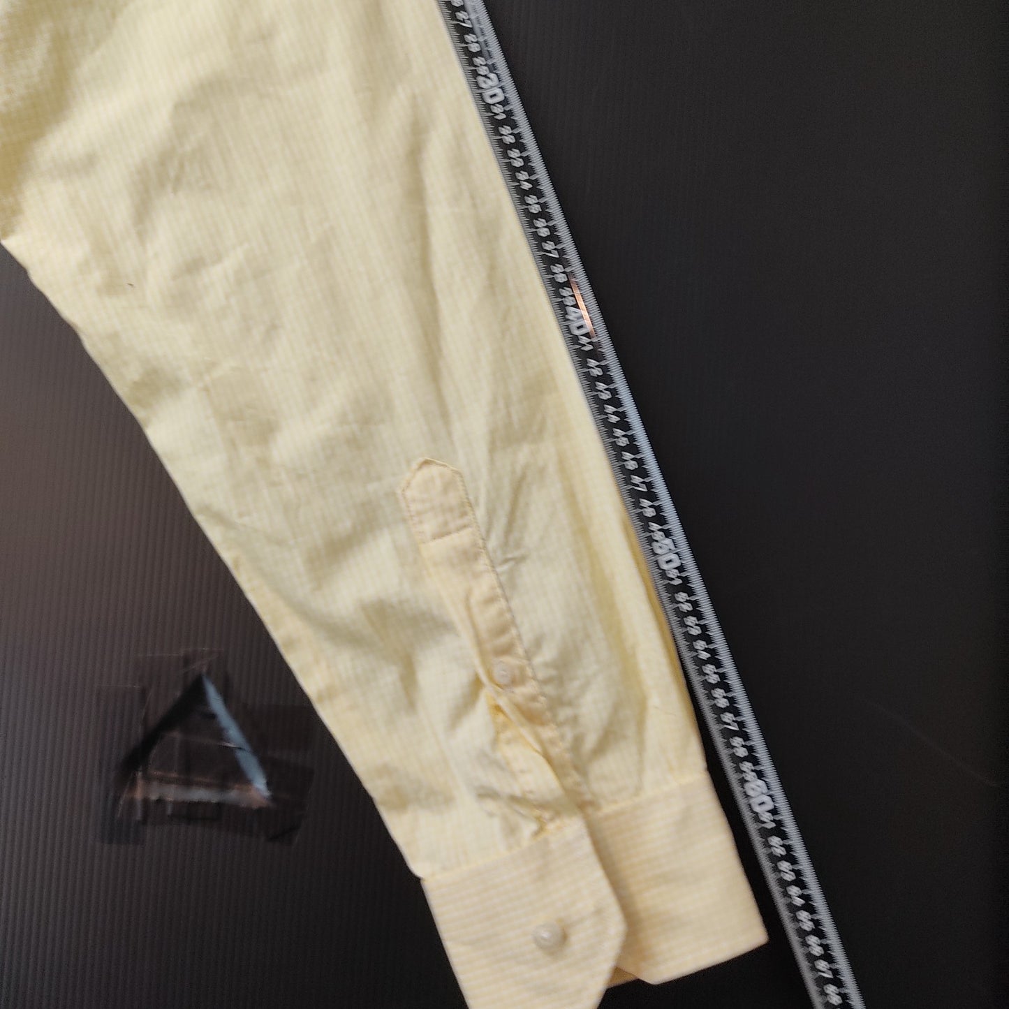 Abelard Couture Mens Dress Shirt Size 47 Yellow Check Italian Fabric Cotton