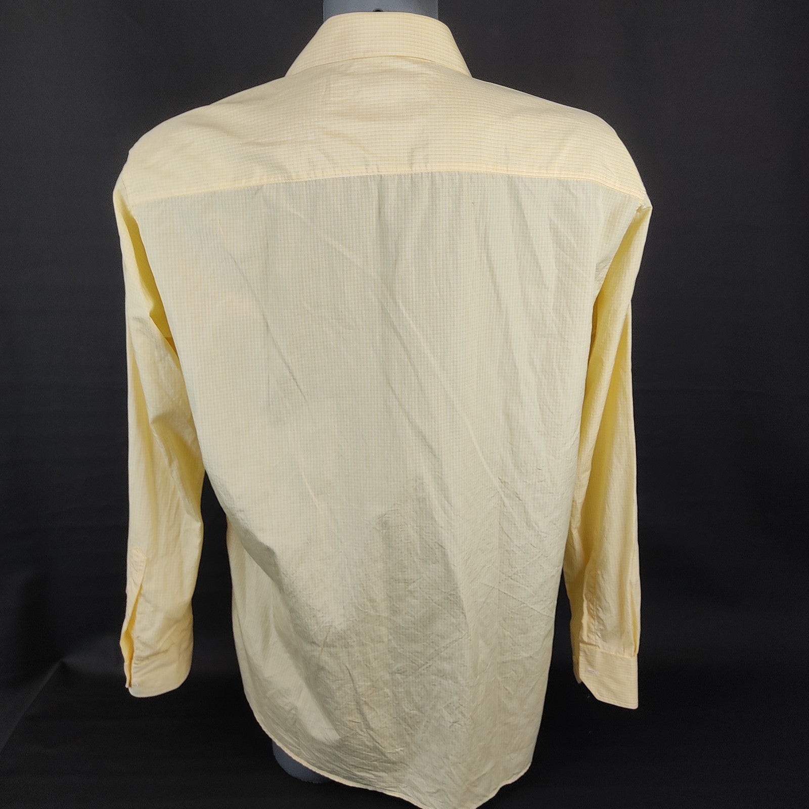 Abelard Couture Mens Dress Shirt Size 47 Yellow Check Italian Fabric Cotton