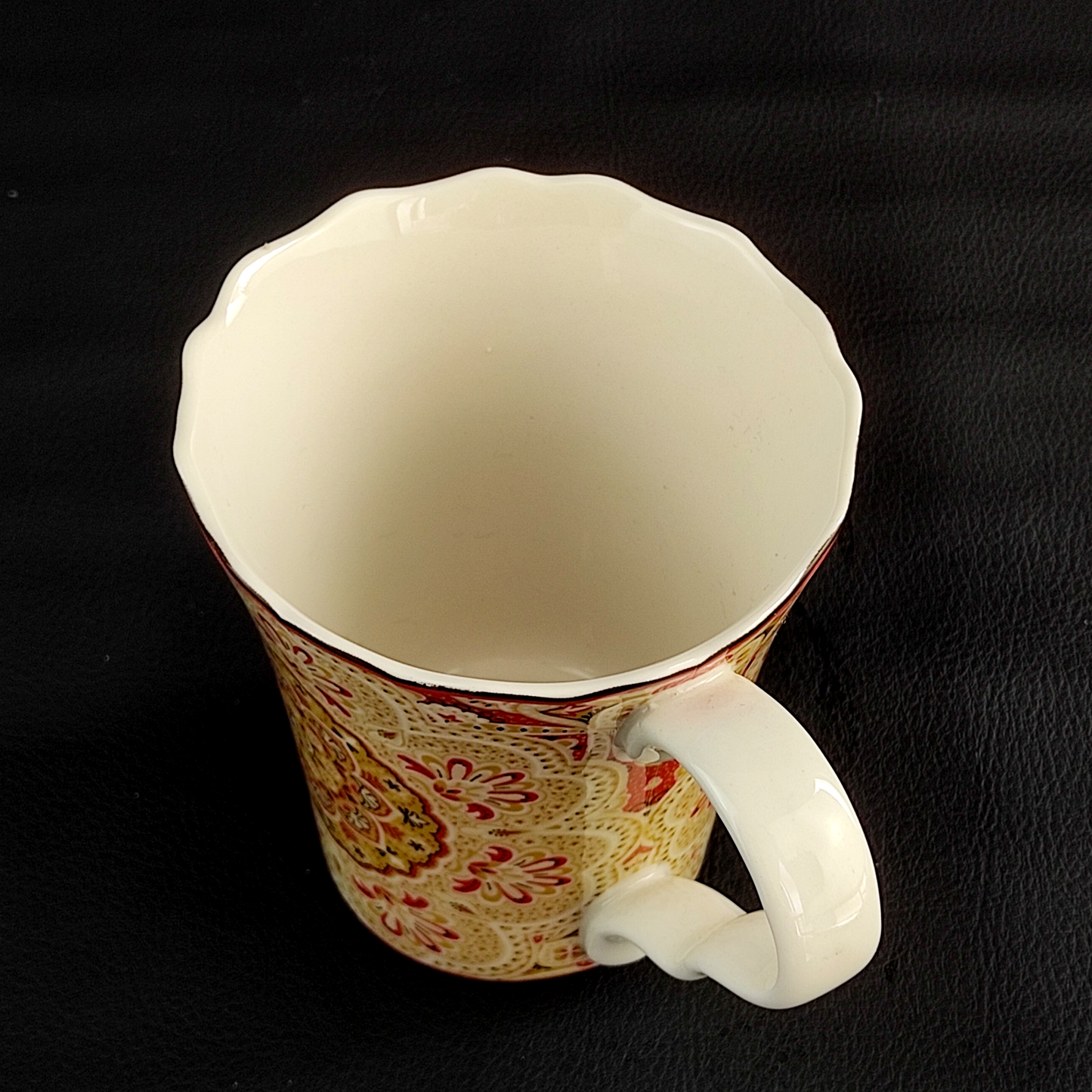 222 Fifth Lyria Saffron Fine China Mug Mandala Floral Yellow Red 12cm