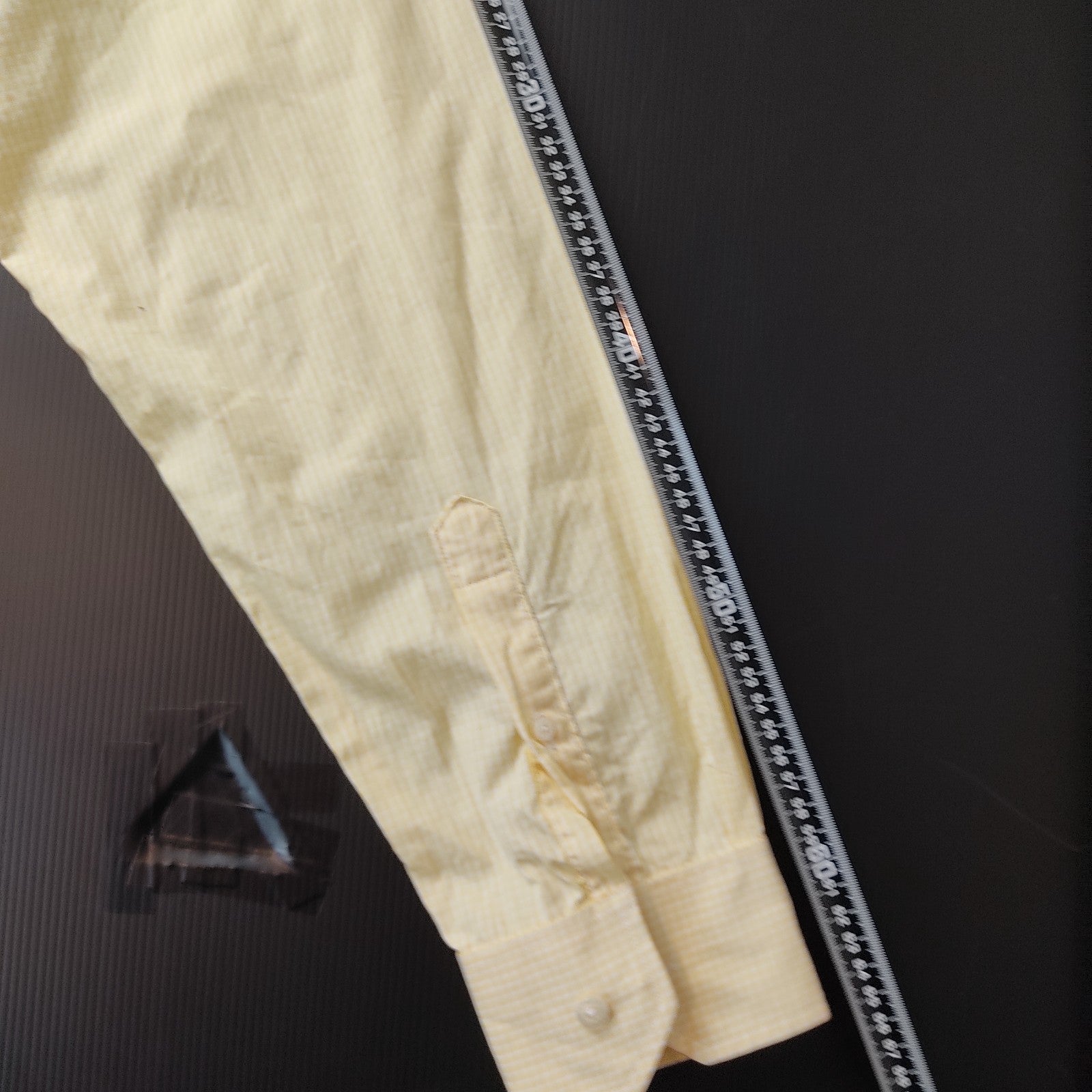 Abelard Couture Mens Dress Shirt Size 47 Yellow Check Italian Fabric Cotton