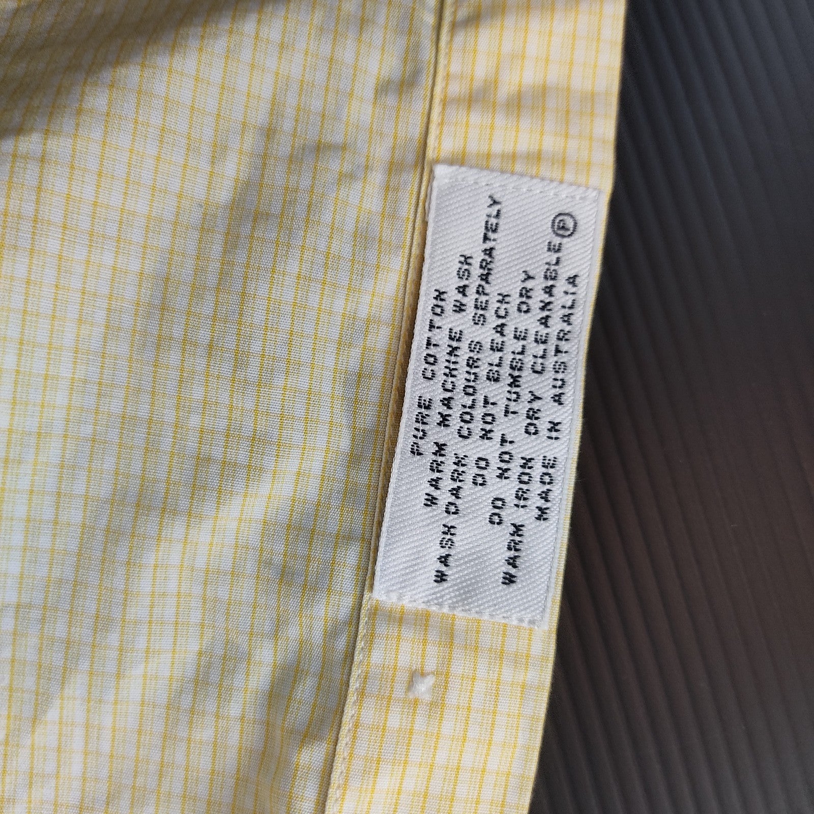 Abelard Couture Mens Dress Shirt Size 47 Yellow Check Italian Fabric Cotton