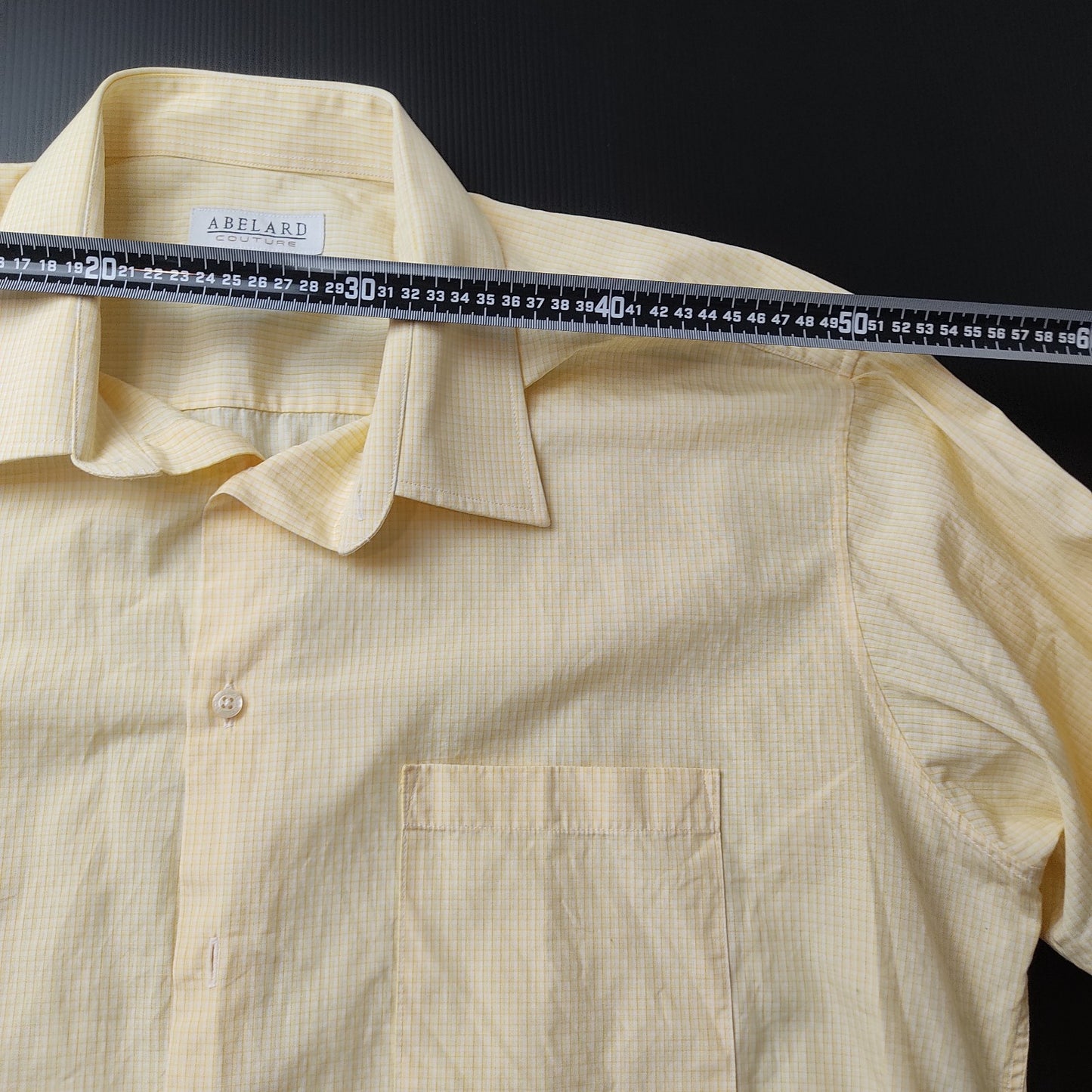 Abelard Couture Mens Dress Shirt Size 47 Yellow Check Italian Fabric Cotton