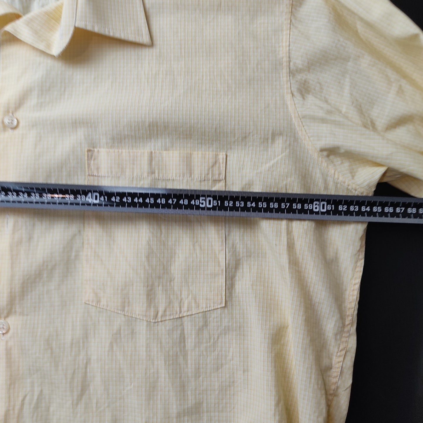 Abelard Couture Mens Dress Shirt Size 47 Yellow Check Italian Fabric Cotton