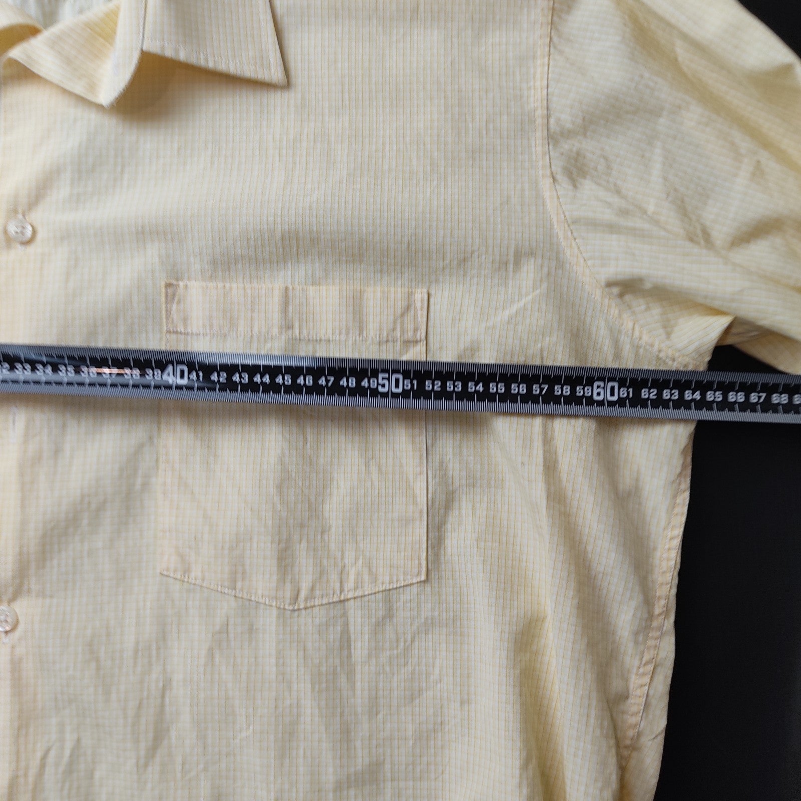 Abelard Couture Mens Dress Shirt Size 47 Yellow Check Italian Fabric Cotton